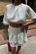 Crop Bluz Ve Kat Kat Etekli Takım 10207 resmi
